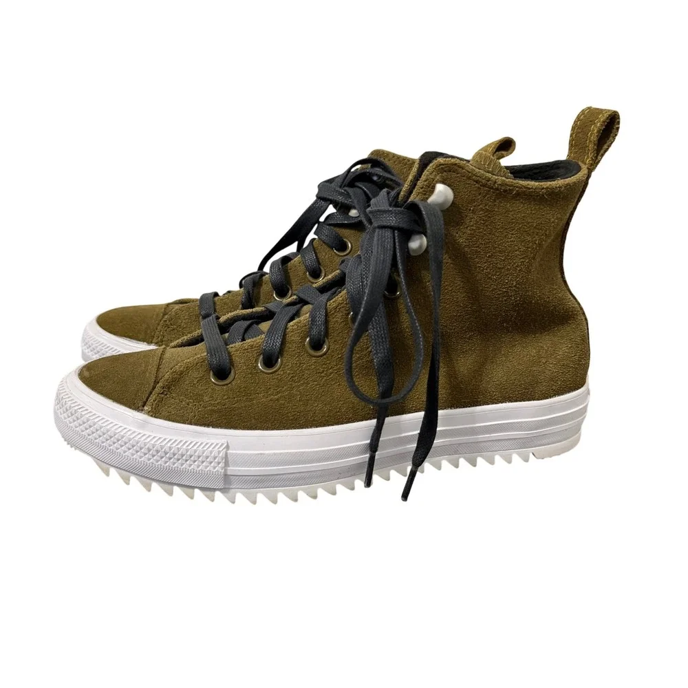 Converse Chuck Taylor All Star Lugged High Top Womens 6.5 Suede Dark Moss Green